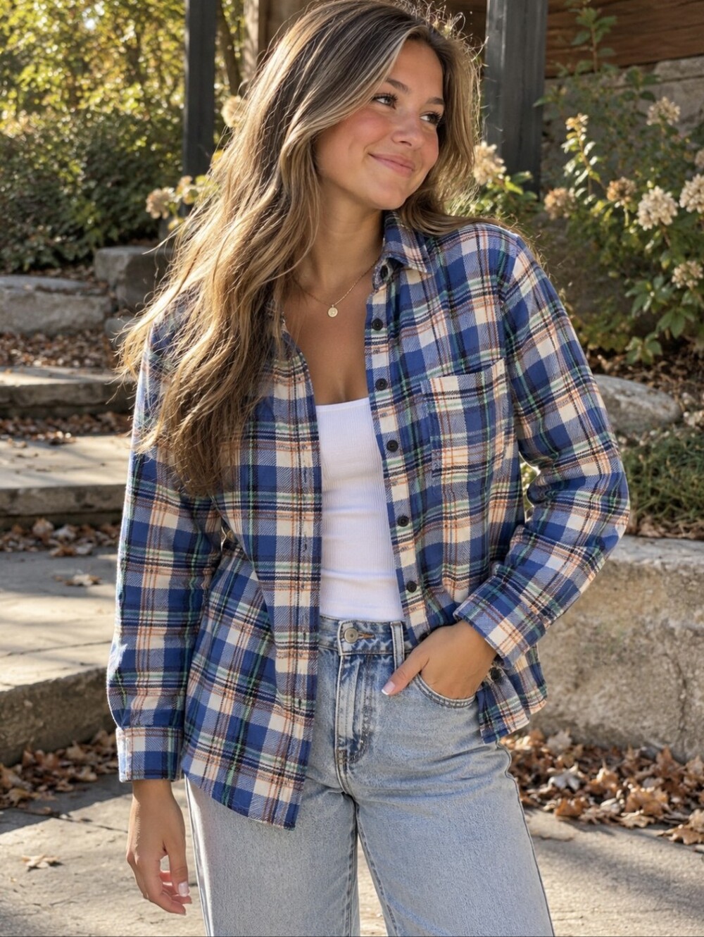 Madewell Blue Green Plaid Cotton Flannel Button Down Shirt Size M